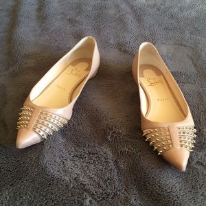 Christian Louboutin size 8 spiked nude flats